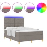 vidaXL LED Box Spring Krevet Sivo-smeđa 140 x 190 cm tkanina - Sivo-smeđa 140 x 190 cm Dizajn s rombovima Cijene
