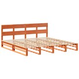 vidaXL Posteljni okvir z vzglavjem voščeno rjava 200x200 cm borovina, (21273470) | Shoptok.si