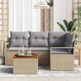 vidaXL Set vrtnog kauča od 5 komada s jastučićima Bež Poli Ratan Akacija | shoptok.hr