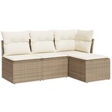 Maison Chic Seti vrtnega pohištva - Vrtna garnitura - Vrtni pohištvo set 4-delna z blazinami bež poli ratan, (21811555) | Shoptok.si