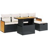  6-dijelni set vrtnih sofa s jastucima crni od poliratana | shoptok.hr