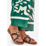 Zazoo Leather Flat Slippers With Panther Print | shoptok.hr
