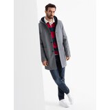 Ombre Men's melange long coat with hood - grey | Shoptok.si