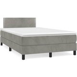 vidaXL Box spring postelja z vzmetnico svetlo siva 120x190 cm žamet Cene