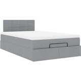 vidaXL Otomanski posteljni okvir z vzmetnico siv 120x200 cm blago | Shoptok.si