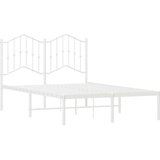 vidaXL Kovinski posteljni okvir z vzglavjem bel 120x200 cm | Shoptok.si