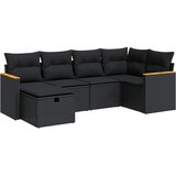  6-dijelni set vrtnih sofa s jastucima crni od poliratana | shoptok.hr