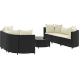 vidaXL Vrtna garnitura - 7-dijelni set vrtnih sofa od poliratana s jastucima crni - Crna i krem 6 | shoptok.hr