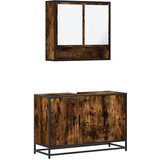 vidaXL kopalniška garnitura 2-delna dimljeni hrast inženirski les | Shoptok.si