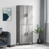 vidaXL Visoka komoda siva sonoma 69,5x34x180 cm inženirski les | Shoptok.si