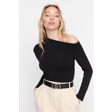Trendyol Black Slim Snap Fastener Asymmetric Collar Stretchy Knitted Bodysuit | Eponuda.ba