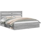 Konstrukcija postelje z vzglavjem Siva Sonoma 200 x 200 cm, (5000102862) | Shoptok.si