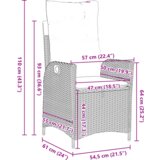  5-dijelni blagovaonski stol i stolice u vrtu s jastučićima Svjetlosiva Poli Ratan | shoptok.hr