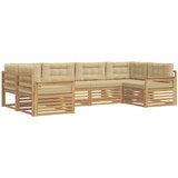 vidaXL Zunanja garnitura za sedenje z blazino 6 pcs Bela in bež, (5000280499) | Shoptok.si