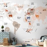  Foto tapeta - World Map in Beige Tones for Children\'s Room 200x140 Vodootporna | shoptok.hr