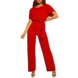 Fenzy Moderni Kombinezon Sa Širokim Dugim Hlačama I Kratkim Rukavima Nelia, Crvena Fenzy Moderni Kombinezon Sa Širokim Dugim Hlačama I Kratkim Rukavima Nelia, Crvena Slike