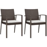 Maison Chic Vrtni stoli - Stol za vrt z blazinami 2 kosa rjavi 56,5x57x83 cm poli ratan JS2148, (21876683) Cene