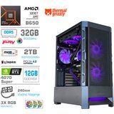 MEGA Računalnik MT S8 R7-9700X/RTX4070 Super/32GB-DDR5/2TB-4.0/750W/Brez OS/črna RGB + Estetski napajalni kabli [Vijolična / Črna], (22133770) | Shoptok.si