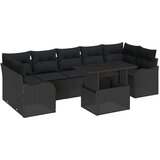 vidaXL set vrtnog namještaja od 8 komada s jastučićima crni poli ratan, dvostruka vrtna sofa s jastučićima crni poli ratan | shoptok.hr