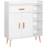 Prostorsko varčna omara s 4 košarami iz iverne plošče 80 x 29,5 x 96 cm Bela, (20754100)
