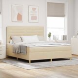  LED Box Spring Krevet s madracem Krema 180 x 200 cm tkanina | shoptok.hr
