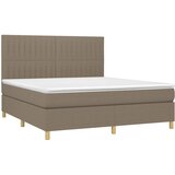  Krevet box spring s madracem LED smeđesivi 180x200 cm tkanina | shoptok.hr