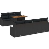 vidaXL 8-delni vrtni kavč set z blazinami Črna Poly Ratan | Shoptok.si