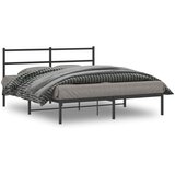 vidaXL Kovinski posteljni okvir z vzglavjem črn 150x200 cm | Shoptok.si