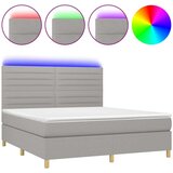  Krevet box spring s madracem LED svjetlosivi 160x200 cm tkanina | shoptok.hr