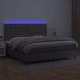 Krevet box spring s madracem LED sivi 200x200cm od umjetne kože | shoptok.hr
