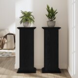 vidaXL Stojalo za rastline Črn hrast 33x33x100 cm Tehnološko obdelan les | Shoptok.si