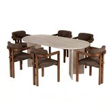 Hanah home trpezarijski set, 7 dijelova, smeđa Slike