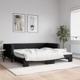 vidaXL Izvlečna dnevna postelja črna 100x200 cm blago Cene