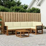  Set vanjskih sofa 6 pcs Prirodna i krem Čvrsto drvo akacije | shoptok.hr