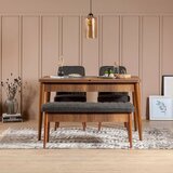 Hanah home Vina 1053 - Anthracite, Walnut WalnutAnthracite Extendable Dining Table & Chairs Set (4 Pieces) | ePonuda.com