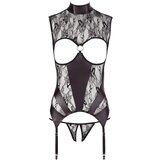 Abierta Fina svjetlucava čipkasto-sjajna otvorena majica (crna) - XL | shoptok.hr