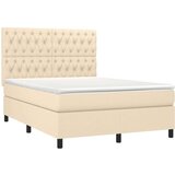  Krevet box spring s madracem LED krem 140x200 cm od tkanine | shoptok.hr