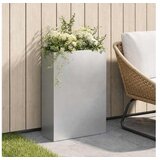 vidaXL Vrtna saksija Srebrna 40 x 20 x 75 cm Nehrđajući čelik - Nehrđajući čelik 40 x 20 x 75 cm 1 | shoptok.hr