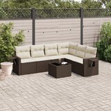 Maison Chic Seti vrtnega pohištva - Vrtna garnitura - Vrtni pohištvo set 7-delna z blazinami rjav poli ratan, (21802095) | Shoptok.si