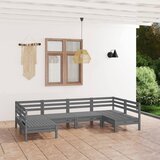 Maison Chic Seti vrtnega pohištva - Vrtna garnitura - Vrtni pohištvo set 6-delna siva trdna borovina, (21817449) | Shoptok.si