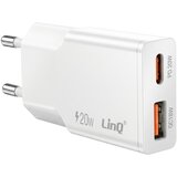 LINQ Extra Ploščati Omrežni Polnilnik z Dvojnimi Vrati USB-C in USB 20W, Bela, (5000497808) Cene