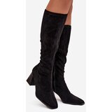 Boto Women's Block Heeled Boots with Stitching Black Celandine | Shoptok.si