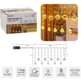 Molarem Home Božićne LED lampice za dječju sobu - Zavjesa - 95 LED, IP44, toplo bijela, 3m, 8 načina osvjetljenja | shoptok.hr