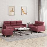  3-dijelni set sofa s jastucima crvena boja vina od tkanine | shoptok.hr