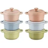 Mini Cocotte Set 6-tlg. rund, Keramik, mehrfarbig