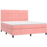  Box spring postelja z vzmetnico roza 160x200 cm žamet, (20893947) | Shoptok.si