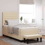  Box Spring Postelja z vzmetnico in klopjo Krem 90x200 cm Tkanina, (22081251) Cene