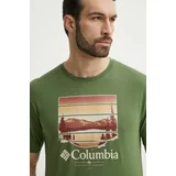 Columbia Pamučna majica Path Lake za muškarce, boja: zelena, s tiskom, 1934814