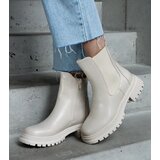 Gemre Beige insulated ankle boots with zipper eco leather Alia | Shoptok.si