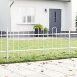 vidaXL Vrtna ograda s hoop vrhom, bela, 5,1 x 0,6 m, jeklo Cene